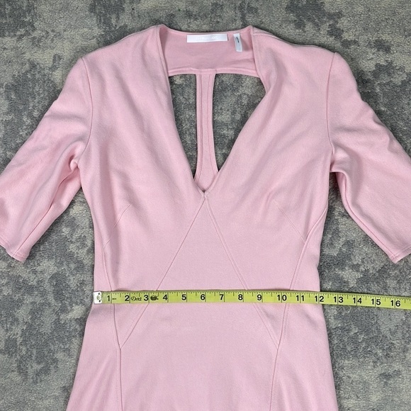 Helmut Lang Pink Bodycon Dress Back Shoulder Cut Outs Stretch Knit Sz S - Picture 7 of 13